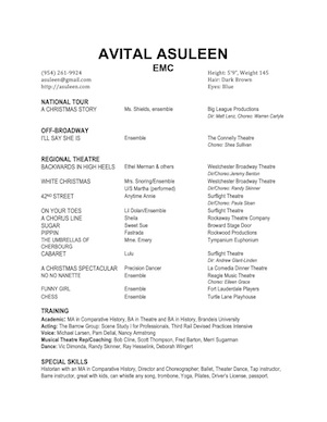 Avital Asuleen performer resume