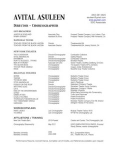 Avital Asuleen Director Choreographer resume